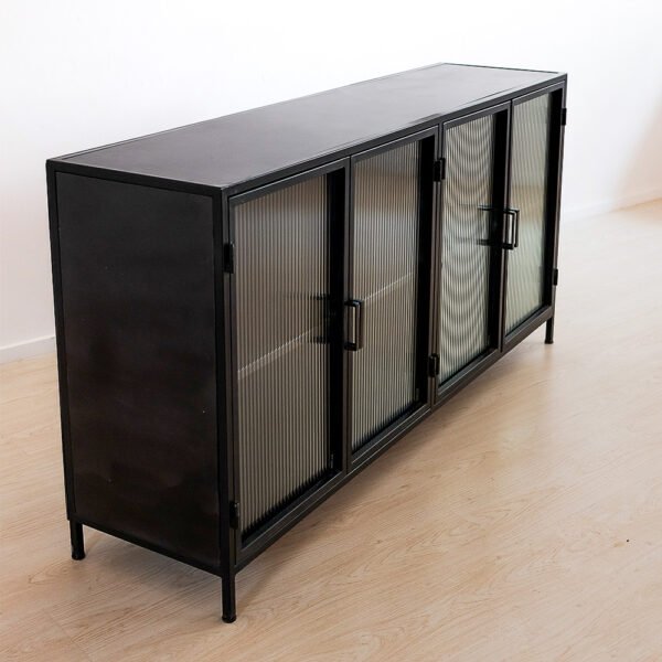 STUDIO DELTA INDUSTRIAL STEEL SIDEBOARD- FOUR DOOR IN BLACK