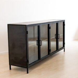 STUDIO DELTA INDUSTRIAL STEEL SIDEBOARD- FOUR DOOR IN BLACK