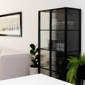 STUDIO DELTA REEDED GLASS DISPLAY CABINET IN BLACK