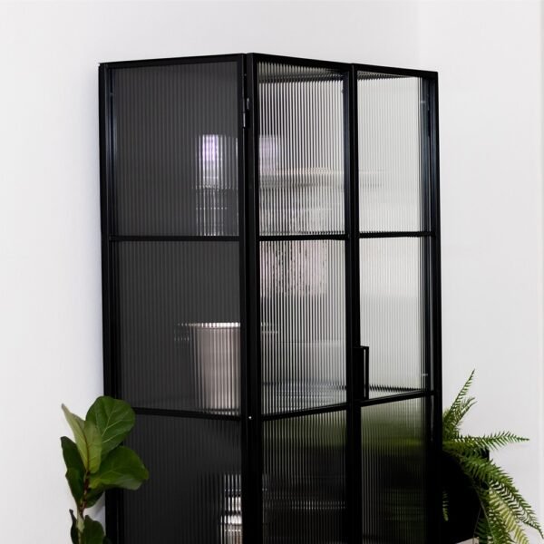 STUDIO DELTA REEDED GLASS DISPLAY CABINET IN BLACK