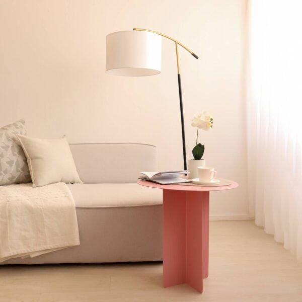 STUDIO DELTA ROUND STEEL SIDE TABLE IN SALMON PINK