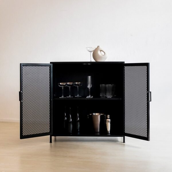 STUDIO DELTA SHORT STEEL CABINET WITH PERFORATED DOORS IN BLACK