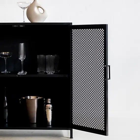STUDIO DELTA SHORT STEEL CABINET WITH PERFORATED DOORS IN BLACK