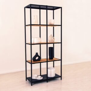 STUDIO_DELTA_STEEL AND WOODEN OPEN SHELF IN BLACK