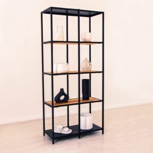 STUDIO_DELTA_STEEL AND WOODEN OPEN SHELF IN BLACK