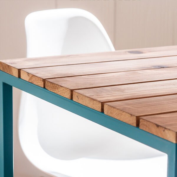 STUDIO DELTA MINIMALIST STEEL AND WOOD PATIO TABLE